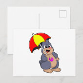 Mole met Umbrella Briefkaart (Voorkant / Achterkant)