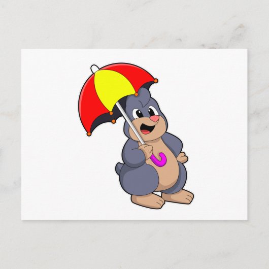 Mole met Umbrella Briefkaart (Voorkant)