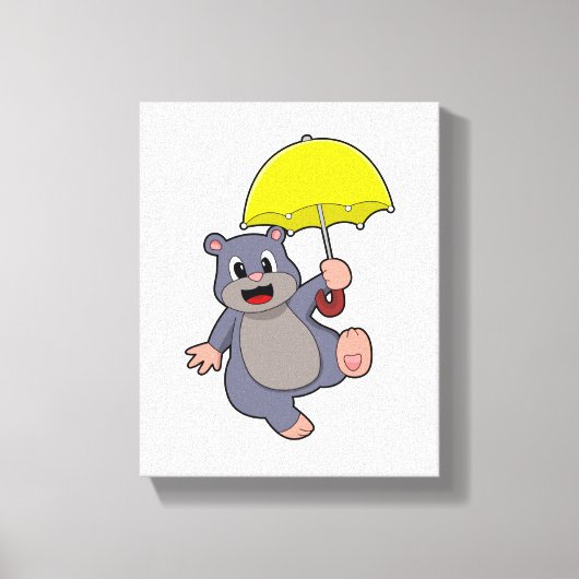 Mole met Umbrella Canvas Afdruk (Voorkant)