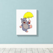 Mole met Umbrella Canvas Afdruk (Insitu (Houten vloer))