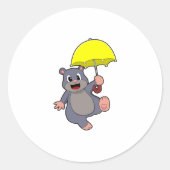 Mole met Umbrella Ronde Sticker (Voorkant)