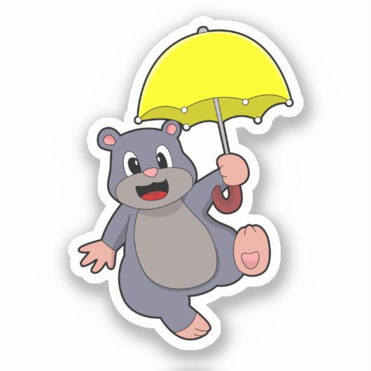 Mole met Umbrella Sticker (Voorkant)