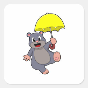 Mole met Umbrella Vierkante Sticker