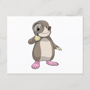 Mole met vergrootglas briefkaart