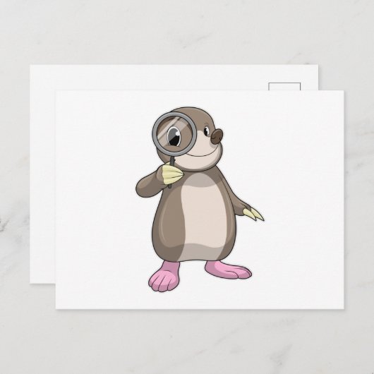 Mole met vergrootglas briefkaart (Voorkant / Achterkant)