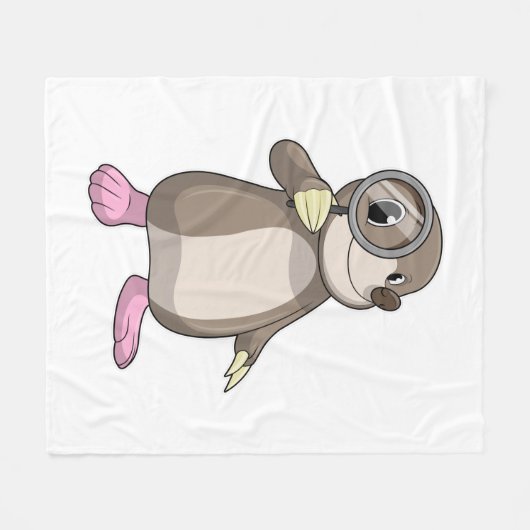 Mole met vergrootglas fleece deken (Voorkant (Horizontaal))