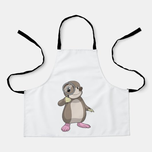 Mole met vergrootglas schort (Voorkant)