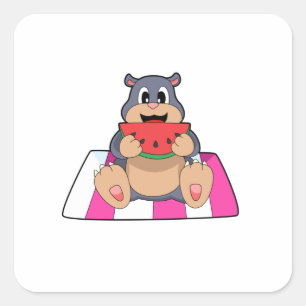 Mole met Watermelon.PNG Vierkante Sticker