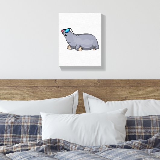 Mole met zonnebril canvas afdruk (Insitu (Slaapkamer))