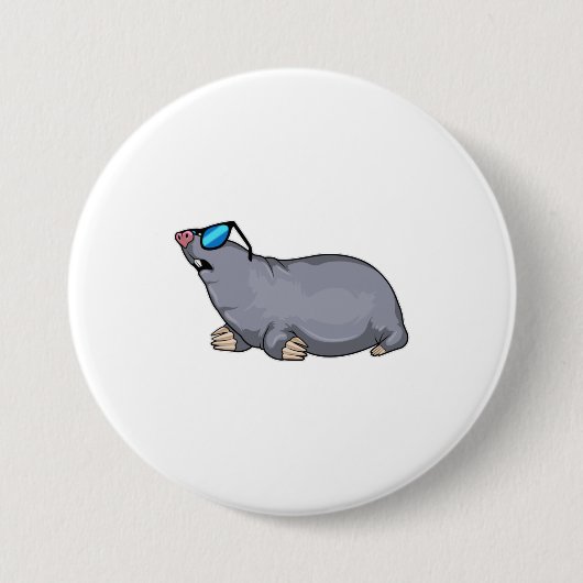 Mole met zonnebril ronde button 7,6 cm (Voorkant)