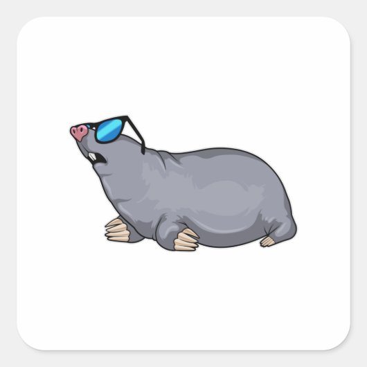 Mole met zonnebril vierkante sticker (Voorkant)