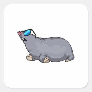 Mole met zonnebril vierkante sticker