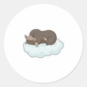 Mole op Clouds Ronde Sticker (Voorkant)