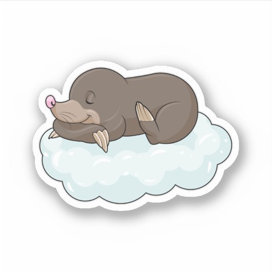 Mole op Clouds Sticker (Voorkant)