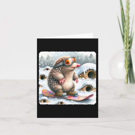 Mole snowboarden met een bril. snowboard kaart (Voorkant)