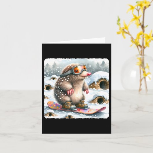 Mole snowboarden met een bril. snowboard kaart (Gele Bloem)