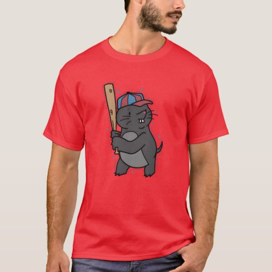 Mole speelt honkbal dier heuvel cadeau t-shirt (Voorkant)