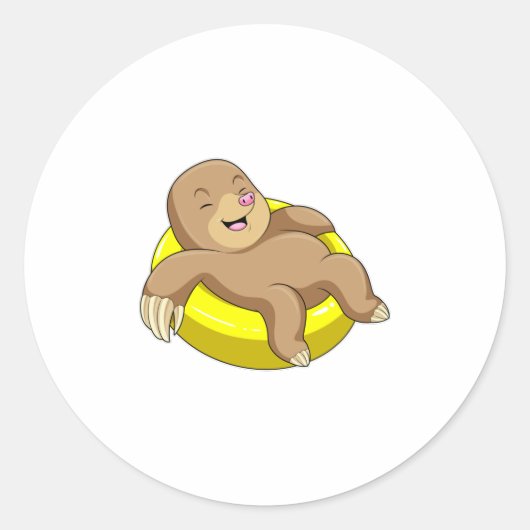 Mole tijdens het zwemmen met Lifebuoy Ronde Sticker (Voorkant)