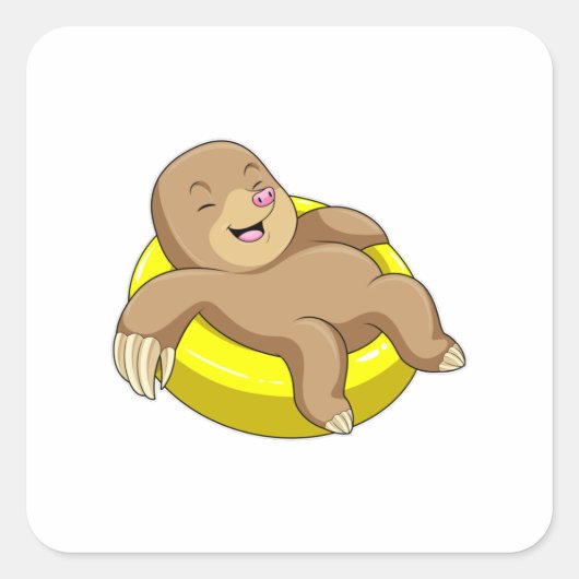 Mole tijdens het zwemmen met Lifebuoy Vierkante Sticker (Voorkant)