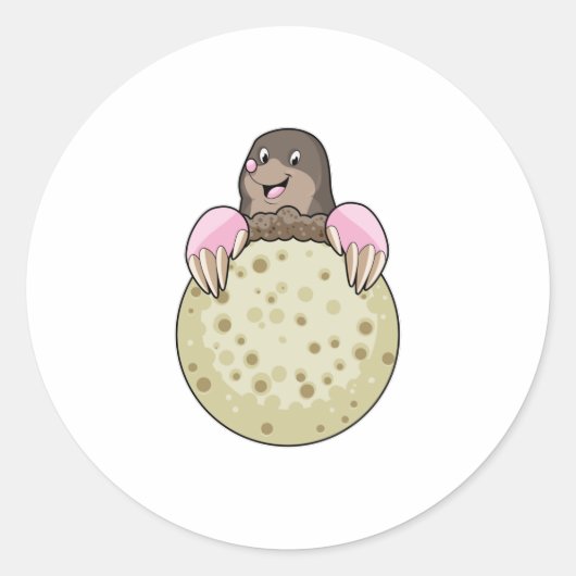 Mole with Moon Ronde Sticker (Voorkant)