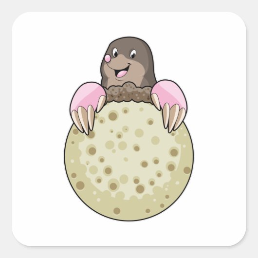 Mole with Moon Vierkante Sticker (Voorkant)