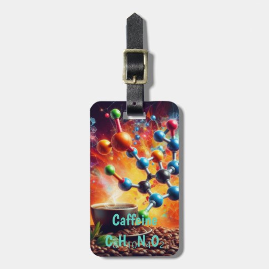 Moleculaire cafeïnestructuur - Science Art Coffee Bagagelabel (Voorkant verticaal)