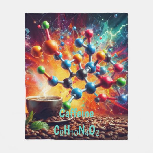 Moleculaire cafeïnestructuur - Science Art Coffee Fleece Deken (Voorkant)