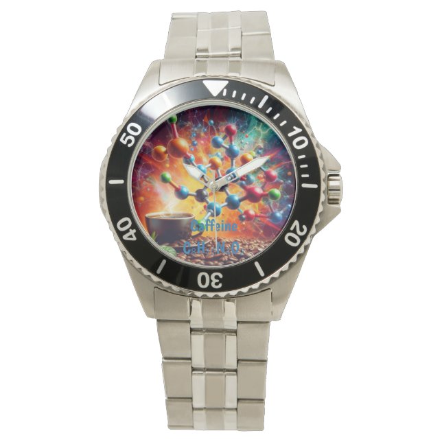 Moleculaire cafeïnestructuur - Science Art Coffee Horloge (Voorkant)