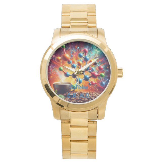 Moleculaire cafeïnestructuur - Science Art Coffee Horloge (Voorkant)
