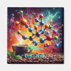 Moleculaire cafeïnestructuur - Science Art Coffee Magneet