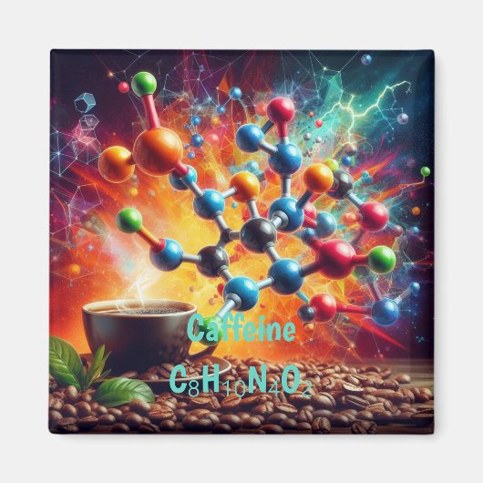 Moleculaire cafeïnestructuur - Science Art Coffee Magneet (Voorkant)