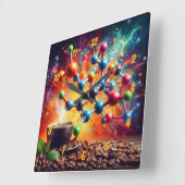Moleculaire cafeïnestructuur - Science Art Coffee Vierkante Klok (Hoek)