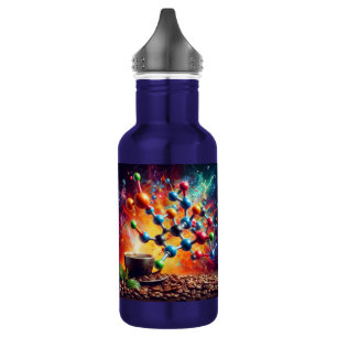 Moleculaire cafeïnestructuur - Science Art Coffee Waterfles