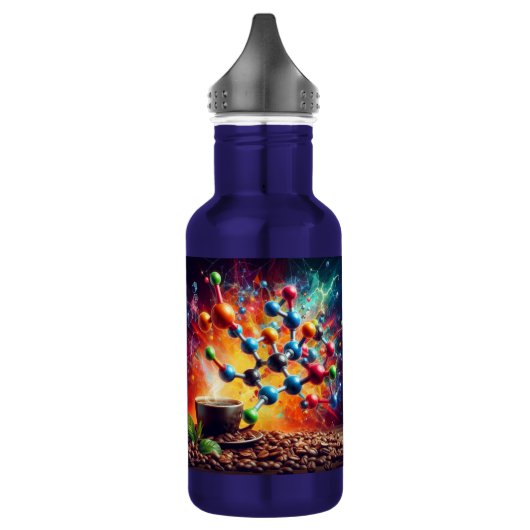 Moleculaire cafeïnestructuur - Science Art Coffee Waterfles (Links)