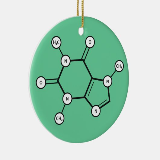 moleculaire structuur van cafeïne keramisch ornament (Rechts)