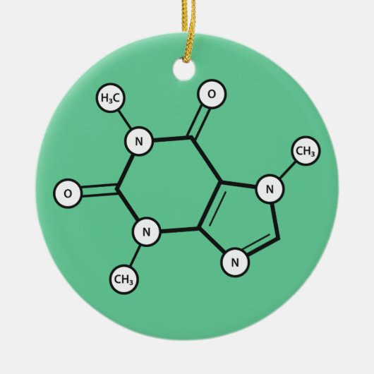 moleculaire structuur van cafeïne keramisch ornament (Voorkant)