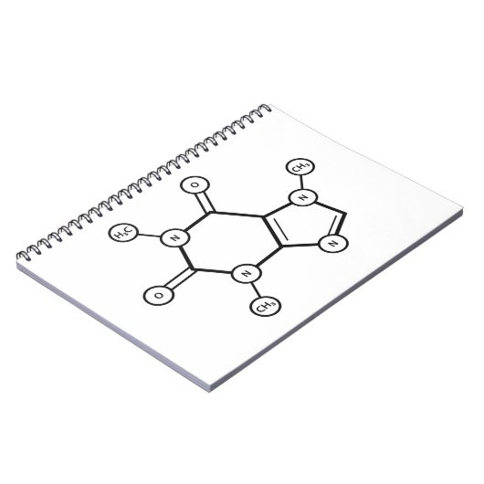 moleculaire structuur van cafeïne notitieboek (Linkerzijde)