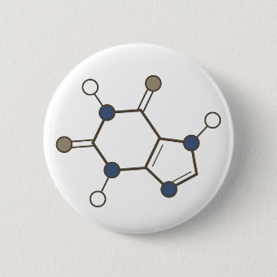 moleculaire structuur van cafeïne ronde button 5,7 cm