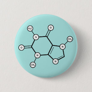 moleculaire structuur van cafeïne ronde button 5,7 cm