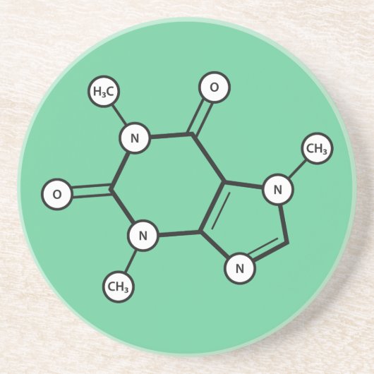 moleculaire structuur van cafeïne zandsteen onderzetter (Voorkant)