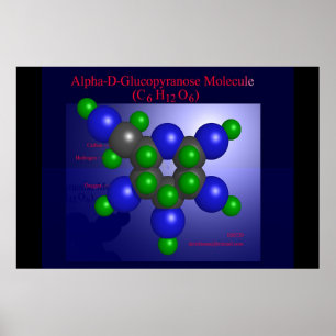 Molecule alfa-D-glucopyranose (afdruk) Poster