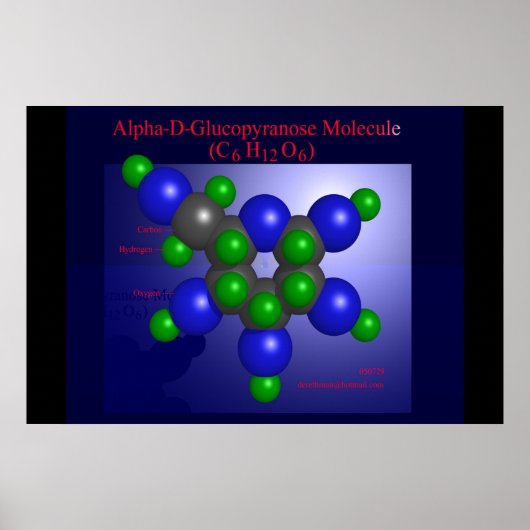 Molecule alfa-D-glucopyranose (afdruk) Poster (Voorkant)