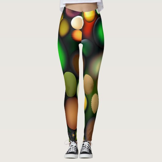Molecule cirkels regenboog patroon leggings (Voorkant)