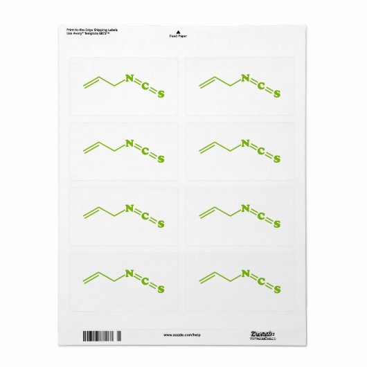 Molecuulformule van Wasabi Allyl Isothiocyanate Etiket (Full Sheet)