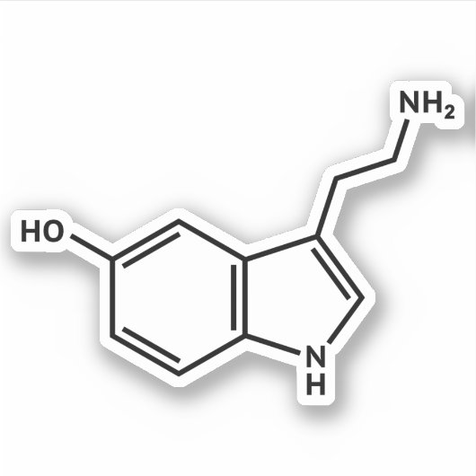 Molecuulstructuur van serotonine sticker (Voorkant)