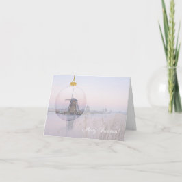 Molen in een glazen bal gevouwen kerstkaart