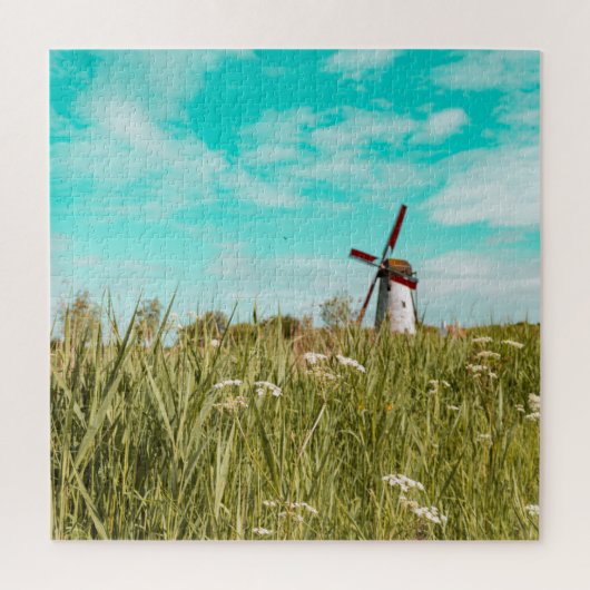 Molen in gras legpuzzel (Verticaal)