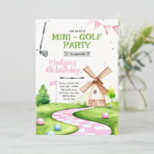 Molen mini golf verjaardagsfeest uitnodiging (Staand voorkant)
