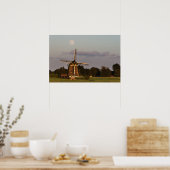 Molen onder volle maan horizontale poster (Keuken)