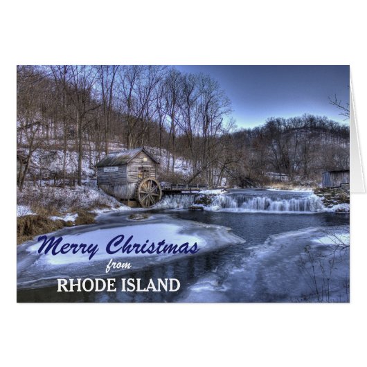 Molen op River Rhode Island Christmas Kaart (Voorkant Horizontaal)